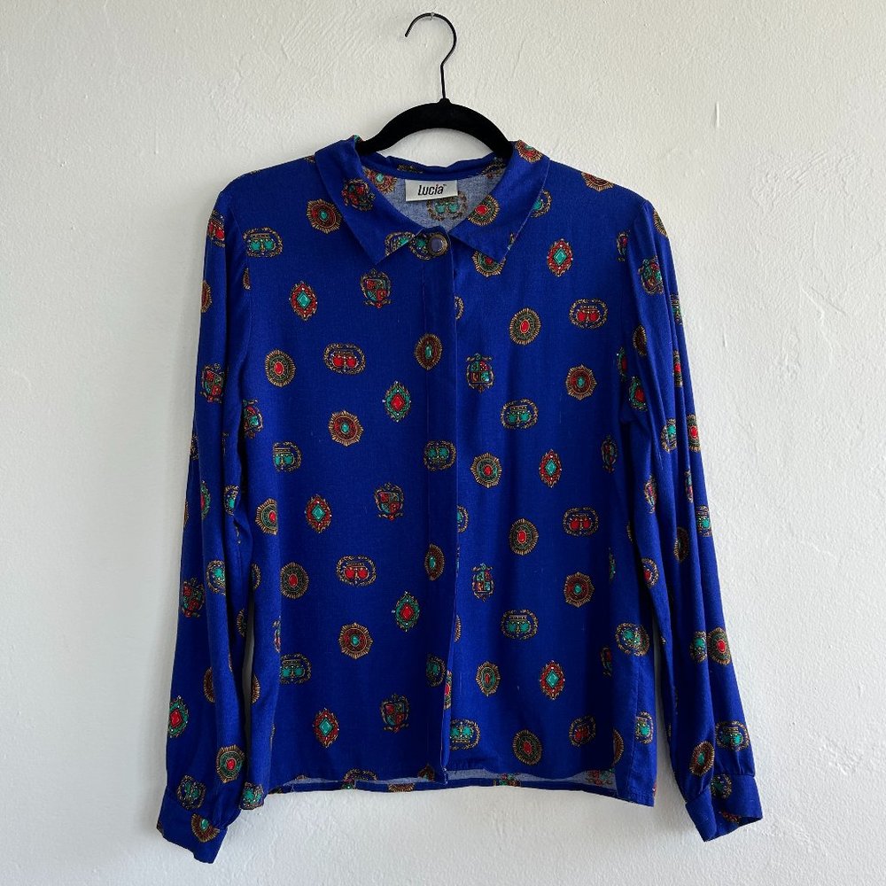Lucia Vintage Patterned Button Up Top - Picture 2 of 10